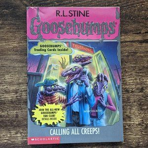 RARE GOOSEBUMPS - CALLING CREEPS w/ Bookmark & 2 Cards! Vintage Paperback #50